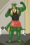 2_horns abs anthro biceps dragon green_body green_scales hi_res horn male muscular muscular_anthro muscular_male mythological_creature mythological_scalie mythology nipples nomorebiscuit pecs ragner scales scalie solo tail