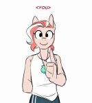animated anthro blush clothing coral_reef_(oc) earth_pony english_text equid equine fan_character female hasbro horse jewelry mammal my_little_pony necklace pony redxbacon sign_language simple_background solo text white_background