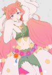  absurdres easter fairy fairy_wings fire_emblem fire_emblem_heroes green_skirt highres inuinui29 mirabilis_(fire_emblem) mirabilis_(spring)_(fire_emblem) navel official_alternate_costume open_mouth pink_hair purple_eyes skirt very_long_sleeves wings 