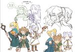 blonde_hair clothing crossover delicious_in_dungeon elf eyes_closed female frieren frieren_beyond_journey&#039;s_end group hair hi_res holding_object holding_staff humanoid humanoid_pointy_ears hylian light_body light_skin link long_hair looking_at_viewer male marcille_donato nintendo not_furry shmeckdoesstuff simple_background smile staff tears_of_the_kingdom the_legend_of_zelda trio white_hair