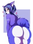 2024 absurd_res anthro aquakey big_breasts big_butt blue_body blue_fur blue_hair breasts butt canid canine clothing digital_media_(artwork) female fox fur hair hi_res krystal_(star_fox) mammal nintendo simple_background solo star_fox white_body white_fur