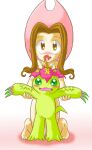 bandai_namco blush brown_hair digimon digimon_(species) digimon_adventure duo female hair hi_res human mammal mimi_tachikawa nude palmon sakuramochi_tomo