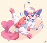 absurd_res animal_genitalia animal_penis aphast balls blush blush_lines bodily_fluids canine_genitalia canine_penis eeveelution fan_character feral generation_6_pokemon genital_fluids genitals hi_res inner_ear_fluff male nintendo paws penis pokemon pokemon_(species) precum solo spread_legs spreading stars_(artist) sylveon tuft