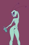 alien alien_humanoid almighty_tallest_purple antennae_(anatomy) beverage choker clothing g-string glistening glistening_eyes green_body hi_res humanoid invader_zim irken jewelry male necklace nickelodeon outtabellets purple_eyes raised_arm solo thick_thighs underwear wide_hips