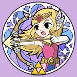 2024 arrow_(weapon) blonde_hair bow_(weapon) clothing elf female hair hi_res humanoid humanoid_pointy_ears hylian light_body light_skin long_hair nintendo not_furry open_mouth princess_zelda ranged_weapon rutiwa solo the_legend_of_zelda triforce weapon wind_waker