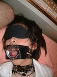  blindfold cum gag gagged photo ring_gag solo_focus 