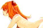  all_fours arched_back artist_request breasts closed_eyes long_hair neon_genesis_evangelion nude oekaki orange_hair saliva saliva_trail small_breasts solo souryuu_asuka_langley tongue 