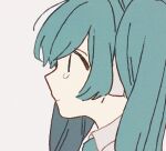  1girl blue_hair expressionless hatsune_miku long_hair ponponzutea portrait profile solo tearing_up twintails vocaloid 