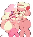  alcremie anthro areola big_breasts blush bodily_fluids breast_milking breast_play breast_suck breastfeeding breasts cream_(diicks) digital_media_(artwork) diicks duo eyes_closed female female/female food food_creature food_hair fruit generation_8_pokemon hair hi_res huge_breasts lactating licking milk nintendo nipples nude plant pokemon pokemon_(species) pseudo_hair red_eyes simple_background smile sucking thick_thighs tongue wide_hips 