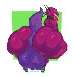  4_eyes absurd_res acrid alien anthro anus backsack balls big_balls big_butt big_penis big_tail butt chainsawreverie collar genitals hi_res huge_balls huge_butt huge_penis hyper hyper_balls hyper_genitalia hyper_penis male multi_eye multicolored_body pawpads penis presenting presenting_hindquarters puffy_anus red_body risk_of_rain simple_background solo tail two_tone_body 