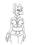  2023 3:4 adeer anthro areola avian bdsm beak biped breastless_clothing breasts clothing collar_shirt easy_access eyelashes female front_view fur greyscale gryphon hair ineffective_clothing jockstrap legwear looking_aside midriff monochrome mythological_avian mythological_creature mythology nipples portrait sleeveless_clothing sleeveless_shirt solo tail thigh_highs three-quarter_portrait underwear 