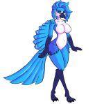 a.u.tumn anthro avian beak big_breasts bird blue_body blue_eyes blue_hair breasts feathers female hair nude solo tail thick_thighs