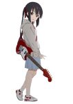  1girl bangs black_hair brown_eyes guitar highres instrument k-on! long_hair looking_at_viewer nakano_azusa open_mouth sakuragaoka_high_school_uniform sakurayama_(59_sakurayama) school_uniform simple_background solo twintails white_background 