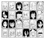  6+girls ahegao ahoge airi_(blue_archive) animal_ears azusa_(blue_archive) blue_archive blush cat_ears censored choker closed_eyes closed_mouth covering_one_eye covering_own_eyes double_v drooling glasses greyscale guman_project hair_between_eyes halo hanae_(blue_archive) hanako_(blue_archive) hasumi_(blue_archive) head_wings hifumi_(blue_archive) hinata_(blue_archive) ichika_(blue_archive) identity_censor kazusa_(blue_archive) koharu_(blue_archive) long_hair looking_at_viewer mari_(blue_archive) mashiro_(blue_archive) monochrome multiple_girls open_mouth portrait reisa_(blue_archive) rolling_eyes sakurako_(blue_archive) seia_(blue_archive) serina_(blue_archive) shimiko_(blue_archive) smile suzumi_(blue_archive) tongue tongue_out ui_(blue_archive) v wings 