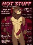  absurd_res anthro bedroom_eyes clothing cover english_text erection felid good_boy hi_res lewd_latte lion magazine magazine_cover male mammal mane narrowed_eyes nipples pantherine seductive smile smiling_at_viewer smirk smirking_at_viewer solo tail tail_tuft text tuft undressing 