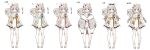  1girl ahoge animal_ear_fluff animal_ears ankle_socks arin_(fanfan013) asymmetrical_legwear bare_arms bare_shoulders black_bow black_choker blue_eyes bow braid bridal_garter brown_hair brown_poncho chinese_commentary chinese_text choker closed_mouth commentary_request double_bun dress eyelashes flower footwear_flower frilled_choker frills full_body fur-trimmed_poncho gradient_hair hair_bow hair_bun hair_flower hair_ornament highres leg_ribbon light_blush long_hair looking_at_viewer low_twintails mismatched_legwear multicolored_hair original pom_pom_(clothes) pom_pom_hair_ornament red_bow reference_sheet ribbon shoes short_dress short_hair side_braids simple_background single_sock single_thighhigh sleeveless sleeveless_dress smile socks squirrel_ears squirrel_tail standing straight-on tail thighhighs translation_request twintails variations white_background white_bow white_dress white_flower white_footwear white_ribbon white_socks white_thighhighs 