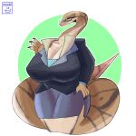  absurd_res animal_humanoid anthro big_breasts big_butt bottomwear breasts brown_body brown_scales brown_skin butt clothed clothed_female clothing curvy_figure eyewear female female_focus glasses hi_res huge_breasts humanoid hyper hyper_breasts legless living_tail massive_thighs mature_female moonix_xero office_clothing office_lady reptile reptile_humanoid scales scalie scalie_humanoid skirt snake snake_girl snake_tail solo standing tail tall_female thick_thighs unusual_anatomy unusual_tail wide_hips yellow_eyes 