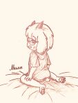  absurd_res anthro barefoot bed blush bottomwear bovid caprine clothing cute_fangs deltarune eyewear feet femboy floppy_ears fur furniture glasses goat hi_res hindpaw horn humanoid male mammal milin_goatmonsto on_bed pawpads paws ralsei shirt short_sleeves shorts shy simple_background sitting sitting_on_bed solo tail topwear undertale_(series) white_body white_fur 