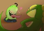  2017 absurd_res ambiguous_gender april_fools'_day biting_pear_of_salamanca bottomwear bottomwear_down clothed clothing coloed countershade_scales countershading digital_drawing_(artwork) digital_media_(artwork) duo elemental_creature eyeless feral flora_fauna food food_creature fruit green_body green_scales head_spines hi_res holidays invdrscar living_fruit lizard long_tongue pants pants_down partially_clothed pear pink_heart plant rape_face reptile scales scalie shaded sharp_teeth stem teeth tongue undressing what yellow_body yellow_scales yellow_sclera yellow_spines 