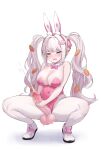  &gt;_&lt; 1girl alice_(nikke) alice_(wonderland_bunny)_(nikke) animal_ears blush bow bowtie breasts covered_navel cum detached_collar ejaculation erection fake_animal_ears futanari futanari_masturbation goddess_of_victory:_nikke hair_ornament highres large_breasts large_penis large_testicles leotard long_hair masturbation minishell open_mouth pantyhose penis pink_bow pink_bowtie pink_leotard playboy_bunny projectile_cum rabbit_ears rabbit_hair_ornament shoes simple_background sneakers solo squatting testicles twintails uncensored veins veiny_penis white_background white_footwear white_hair white_pantyhose white_wrist_cuffs wrist_cuffs 