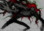  abelardo blood-starved_beast bloodborne claws cloak emaciated fangs flayed_skin hollow_eyes horror_(theme) looking_at_viewer monster monster_focus motion_blur no_humans open_mouth red_cloak ribs sharp_teeth solo teeth 