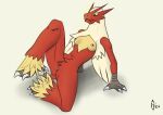 anthro anus avian bird blaziken breasts claws clitoral_hood clitoris digital_drawing_(artwork) digital_media_(artwork) feathers feet female flawedspirit generation_3_pokemon genitals hair hi_res leaning leaning_backward looking_down nintendo nipples non-mammal_breasts non-mammal_nipples nude pokemon pokemon_(species) presenting presenting_pussy pussy red_body shaded simple_background solo spread_legs spreading talons toes yellow_body yellow_feathers yellow_sclera