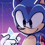  animated anthro blue_body blue_fur eggley_(artist) fur gradient_background green_eyes looking_at_object male sega simple_background solo sonic_the_hedgehog sonic_the_hedgehog_(series) star 