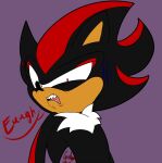  2017 absurd_res anthro black_body black_ears black_fur black_nose black_quills chest_tuft conjoined_eyes countershade_face countershading digital_drawing_(artwork) digital_media_(artwork) disgust eulipotyphlan fur fur_tuft hedgehog hi_res highlights_(coloring) invdrscar male mammal markings orange_body orange_countershading orange_inner_ear partial_speech_bubble prick_ears red_body red_eyes red_fur red_highlights red_markings red_text sega shadow_the_hedgehog sharp_teeth signature simple_background sneer solo sonic_the_hedgehog_(series) teeth text tuft white_body white_fur white_tuft 