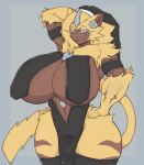  absurd_res amadchief anthro aurora_(nbanoob) big_breasts biped breasts clothed clothing female fur generation_7_pokemon hand_on_hip hi_res huge_breasts legendary_pokemon legwear nintendo nun pokemon pokemon_(species) skimpy solo thick_thighs thigh_highs wide_hips yellow_body yellow_fur zeraora 