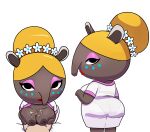  2024 animal_crossing anthro blonde_hair bodily_fluids breast_play breasts butt clothing cum cum_on_breasts curvy_figure dress duo faceless_character faceless_male female female_focus female_on_human front_view genital_fluids grey_body hair hi_res human human_on_anthro impstripe interspecies luna_(animal_crossing) male male/female male_on_anthro mammal nintendo proboscis_(anatomy) rear_view sex slightly_chubby solo_focus tapir titfuck trunk_(anatomy) white_clothing white_dress 