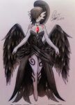 anthro biped butt_wings chest_spike clothing dress female gardevoir generation_3_pokemon hair hi_res ideltasarc333 nintendo not_furry pokemon pokemon_(species) ponytail shadow solo spikes spikes_(anatomy) tieve_(nyxcha) wings