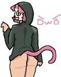  ambiguous_gender anonymous_artist anthro bottomless butt cat_tail clothed clothing dead_by_daylight digital_media_(artwork) felid feline female hair hoodie hoodie_only humanoid mammal mask not_furry simple_background solo solo_focus tail topwear topwear_only 