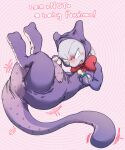  2017 ageplay ambiguous_gender anthro blush bow_tie clothed clothing dialogue diaper diaper_under_clothing digital_media_(artwork) embarrassed english_text felid generation_1_pokemon hi_res infantilism legendary_pokemon looking_at_viewer mammal mewtwo nintendo onesie onsie pacifier pink_background pokemon pokemon_(species) purple_body purple_onesie ringed_background roleplay simple_background solo stormdragonblue text wearing_diaper 