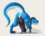  2016 3_fingers absurd_res anus backsack balls banana_da_boi big_balls big_penis black_balls black_foreskin black_glans black_penis blue_body blue_butt blue_eyes blue_hair blue_skin bodily_fluids butt claws cyan_yoshi digitigrade dinosaur dripping erection feral fingers foreskin genital_fluids genitals glans hackel hackelrex hair hi_res huge_balls huge_penis hybrid looking_at_viewer looking_back male mario_bros multicolored_body multicolored_skin nintendo one_leg_up penis precum precum_drip prehistoric_species presenting presenting_anus presenting_balls presenting_hindquarters presenting_penis puffy_anus raised_leg raised_tail rear_view reptile scalie shadow sharp_teeth simple_background solo tail teeth theropod toe_claws two_tone_body two_tone_skin tyrannosaurid tyrannosauroid tyrannosaurus tyrannosaurus_rex vein veiny_penis white_background white_body white_skin yoshi 