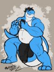  2016 3_toes 4_fingers anthro balls big_balls big_penis big_tail black_balls black_foreskin black_hair black_penis blue_body blue_skin blue_tail cleaning_glasses cyan_yoshi dinosaur eyewear feet feral fingers flaccid foreskin front_view genitals glans glasses hackel hackelrex hair hi_res huge_balls huge_penis humanoid_genitalia humanoid_penis hybrid male manlyshark mario_bros multicolored_body multicolored_skin musclegut muscular navel nintendo nipples penis pink_glans pink_nipples plantigrade prehistoric_species reptile saggy_balls scalie sharp_teeth signature solo standing tail teeth theropod toes two_tone_body two_tone_skin tyrannosaurid tyrannosauroid tyrannosaurus tyrannosaurus_rex unretracted_foreskin vein white_body white_skin white_tail yoshi 