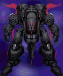  armor armored_trooper baibain3 black_armor distortion facing_viewer faux_traditional_media glowing glowing_eye hatching_(texture) highres joints legionator_(votoms) mecha one-eyed radio_antenna red_eyes robot robot_joints science_fiction soukou_kihei_votoms soukou_kihei_votoms_gaiden:_blue_knight_berserga_story swirl 