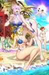 6+girls american_flag american_flag_bikini american_flag_print arieta_(cyberbots) ass bandana bent_over bikini blonde_hair breasts capcom company_connection covered_nipples crossover cyberbots devilot_de_deathsatan_ix ele_(star_gladiator) flag_print food food_on_body genzoman green_hair highres ice_cream ice_cream_cone justice_gakuen lifeguard_chair lying manon_legrand multiple_crossover multiple_girls nude on_stomach pink_hair print_bikini star_gladiator starfish street_fighter street_fighter_6 swimsuit tao_(warzard) thighs tiara tiffany_lords unworn_bikini warzard water 
