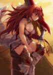  1girl armored_boots bangs bare_shoulders blue_eyes boots breasts cleavage dress godsworn_alexiel granblue_fantasy greatsword hair_between_eyes highres large_breasts long_hair red_hair sitting solo thighs very_long_hair white_dress yude 