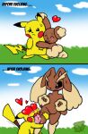 ^w^ black_sclera blush bodily_fluids brown_body buneary creases duo erect_tail excited eye_popping female feral floppy_ears frown generation_1_pokemon generation_4_pokemon heart_eyes heart_symbol hug hugging_another hugging_leg humor interspecies interspecies_romance lagomorph licking licking_thigh looking_at_another lopunny male mammal nervous nintendo pikachu pokemon pokemon_(species) rodent saliva saliva_on_leg saliva_on_tongue signature simple_background sweat sweatdrop tail thewill tongue unavailable_at_source unsure unwanted_attention yellow_body