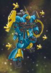 absurdres beam_cannon beam_rifle char&#039;s_counterattack commentary_request energy_gun funnels_(gundam) gundam highres jagd_doga_gyunei_custom machinery mecha mecha_focus mobile_suit nebula neo_zeon no_humans one-eyed primate_nemesis radio_antenna robot science_fiction scope shield space star_(sky) thrusters vernier_thrusters weapon zero_gravity 