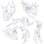 2016 anthro arm_support big_gag blue_(ljrmr) bridle butt candy_gore clothing deer digital_drawing_(artwork) digital_media_(artwork) ears_down eyebrows fake_antlers fake_horns front_view fur gag gore guts hat hat_only hatching_(art) headgear headgear_only headwear headwear_only hi_res hooves humanoid_hands leaning_on_elbow ljrmr lying male mammal mostly_nude multiple_poses nude on_front organs paint_tool_sai_(artwork) pivoted_ears pose rear_view scut_tail shaded short_tail side_view smile snout solo tail thigh_highs_only thigh_socks_only tongue tongue_out unguligrade