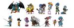  6+boys armor book carrying character_request chibi crossover curly_hair daisy_(dq) dog dragon_ball dragon_quest dragon_quest_i dragon_quest_ii dragon_quest_iv dragon_quest_ix dragon_quest_v dragon_quest_vi dragon_quest_yuusha_abel_densetsu fairy fake_horns fenyon flora_(dq5) gyaru hat_feather helmet hero_(dq1) hero_(dq5) hero_(dq6) high_heels highres holding holding_book holding_umbrella horned_helmet horns in-franchise_crossover looking_at_mirror mirror monster multiple_boys parasol pauldrons pisaro princess princess_carry princess_laura princess_of_moonbrook purple_hair sandy_(dq9) shoulder_armor sidoh single_pauldron son_goku spiked_hair spiked_pauldrons terry_(dq6) umbrella white_background 