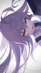  1girl ahoge blue_archive blue_eyes bulletproof_vest collared_shirt dirty dirty_face fang floating_hair hair_between_eyes heterochromia highres hoshino_(armed)_(blue_archive) hoshino_(blue_archive) long_hair looking_at_viewer monemasu necktie open_mouth orange_eyes pink_hair ponytail serious shield shirt sideways simple_background skin_fang solo sweatdrop white_background white_shirt 