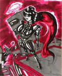 cape chest_(disambiguation) clothing directrix domina dominatrix hi_res latex leather military phantomdotexe supervillain supreme traditional_media_(artwork) villainess