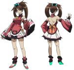  1girl ankle_boots boots brown_hair character_sheet chinese_clothes dress guilty_gear guilty_gear_vastedge_xt hair_rings kuradoberi_jam long_hair long_sleeves official_art red_dress very_long_hair 