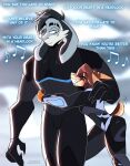 anthro armwear clothing duo emotional fangs femboy hero hi_res hug hugging_another hugging_from_behind igny_superstar keith_mcdollan_(walk-w-igny) lagomorph latex latex_armwear latex_clothing latex_skinsuit leporid lyrics male male/male mammal marshall_hardstrong_(walk-w-igny) muscular music piercing rabbit romantic romantic_couple skinsuit smile smiling_at_another smiling_at_partner song spy suit superhero teeth tight_clothing training training_room walk-w-igny