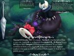 0ne_(only0neman) 1_eye 2_horns 4_fingers abdominal_bulge absurd_res anthro arthropod arthropod_abdomen big_butt big_penis black_arms black_body black_breasts black_butt black_eyes black_hands black_legs black_skin blue_eyes blue_fluid blue_glans bodily_fluids breasts butt claws cloak clothing dialogue duo english_text eyelashes female finger_claws fingers genital_fluids genitals glans heart_symbol hi_res holding_melee_weapon holding_object holding_sword holding_weapon hollow_knight horn hornet_(hollow_knight) logo male male/female melee_weapon nail_(weapon) nipples only0neman orgasm penis public public_sex purple_nipples pussy red_cloak red_clothing sex silk sword team_cherry text thick_thighs vaginal_fluids vessel_(species) wardrobe_malfunction weapon white_heart white_text wide_hips