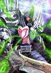  another_blade_(zi-o) another_rider_(zi-o) armor aura beetle blue_armor bug card clenched_teeth colored_skin creature evil glowing glowing_eyes holding holding_sword holding_weapon kamen_rider kamen_rider_zi-o_(series) looking_at_viewer monster oversized_object playing_card poker powering_up red_skin rider_belt shinpei_(shimpay) shoulder_spikes skull spade_(shape) spiked_gauntlets spikes sword teeth weapon 