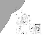  2girls ? ?? blush bowl breakfast cereal cereal_box eating girls&#039;_frontline goliath_(girls&#039;_frontline) greyscale huqu monochrome multiple_girls open_mouth ro635_(girls&#039;_frontline) st_ar-15_(girls&#039;_frontline) voyeurism wide-eyed 