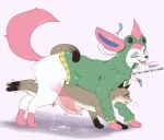 abdominal_bulge blush bodily_fluids brian_the_sylveon caracal caracal_(genus) clothing cum cum_while_penetrated duo eeveelution ejaculation felid feline feral generation_6_pokemon genital_fluids hi_res hoodie knot_hanging knotting legs_in_air male male/male mammal nintendo notsafecat penetration pokemon pokemon_(species) size_difference speech_bubble sylveon tail_wrapped_around topwear